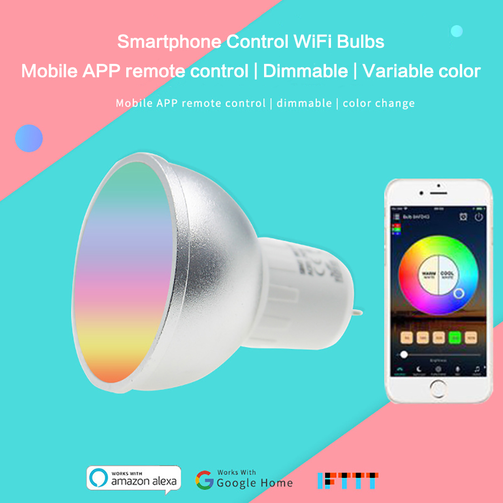 RGB dimming and color changing smart WiFi light bulb remote APP remote Alexa voice control smart lig
